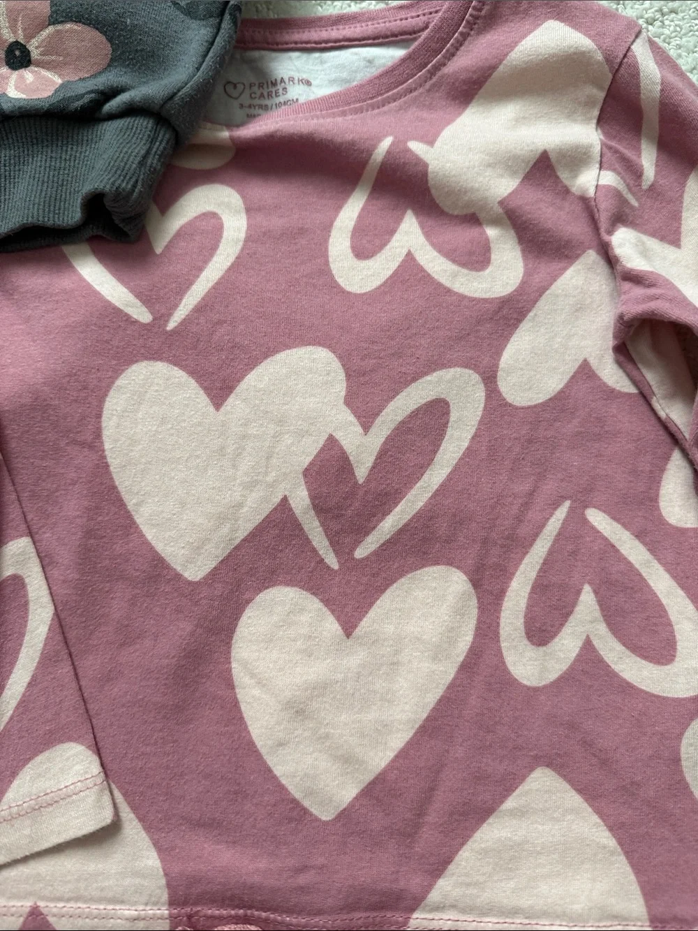 Girls Pink Floral & Heart sweatshirt, Cozy Long Sleeve Top & Leggings, size 3T